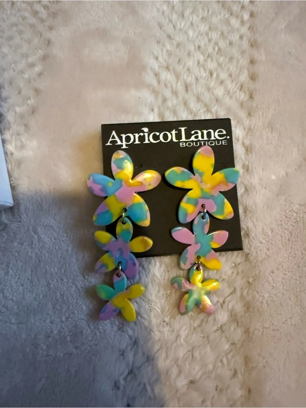 Apricot Lane Pastel Flower Drop Earrings in Yellow, Pink, Blue & Purple